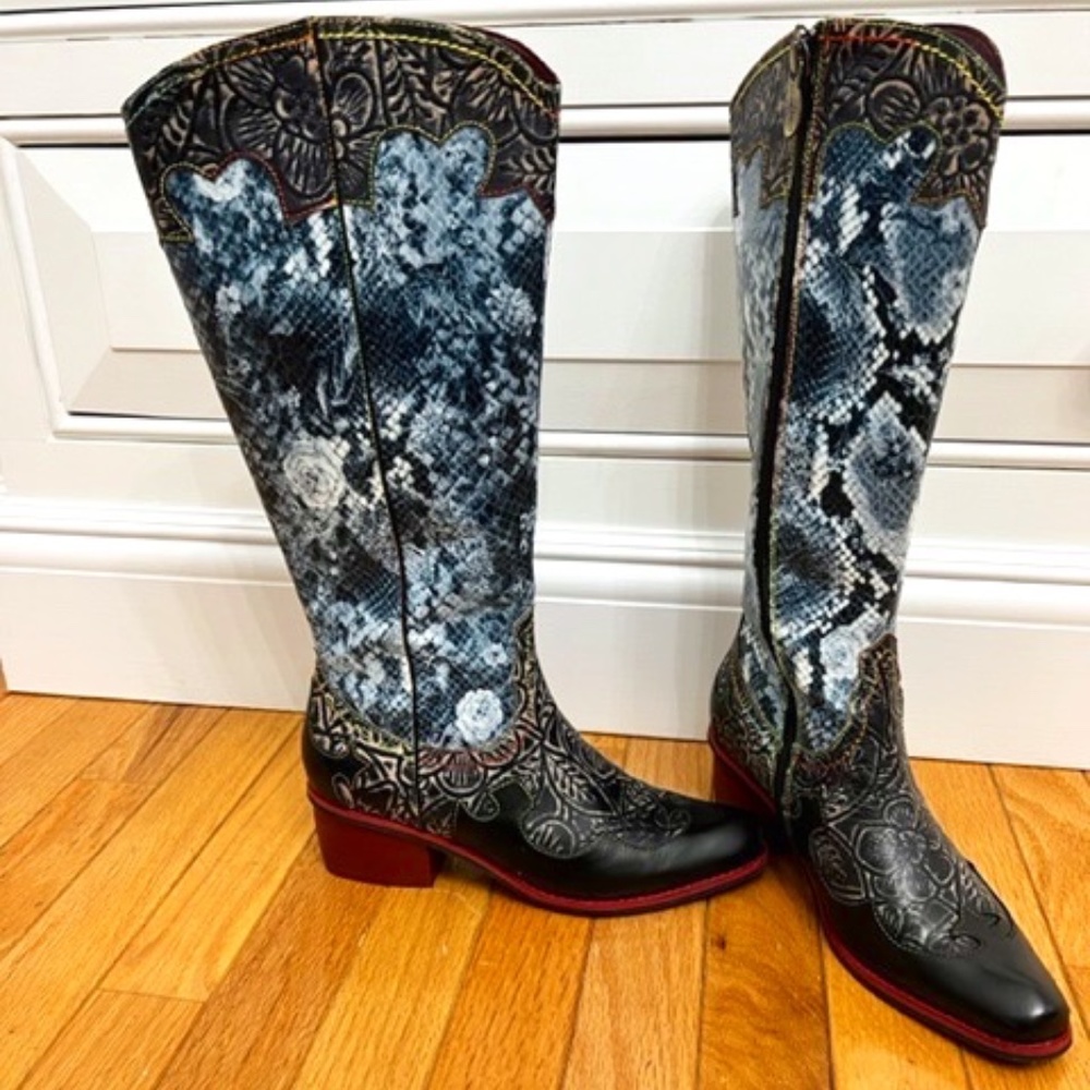 L'ARTISTE RODEO WESTERN STYLE LEATHER BOOTS, WOMENS SZ US 6.5-7